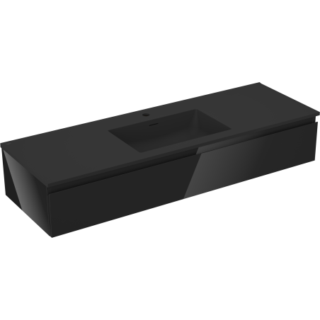 Mexen Orio Шкаф за баня 140 см с мивка Otis, 1 чекмедже, черен гланц/черен мат