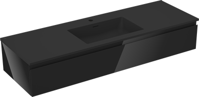 Mexen Orio Шкаф за баня 140 см с мивка Otis, 1 чекмедже, черен гланц/черен мат