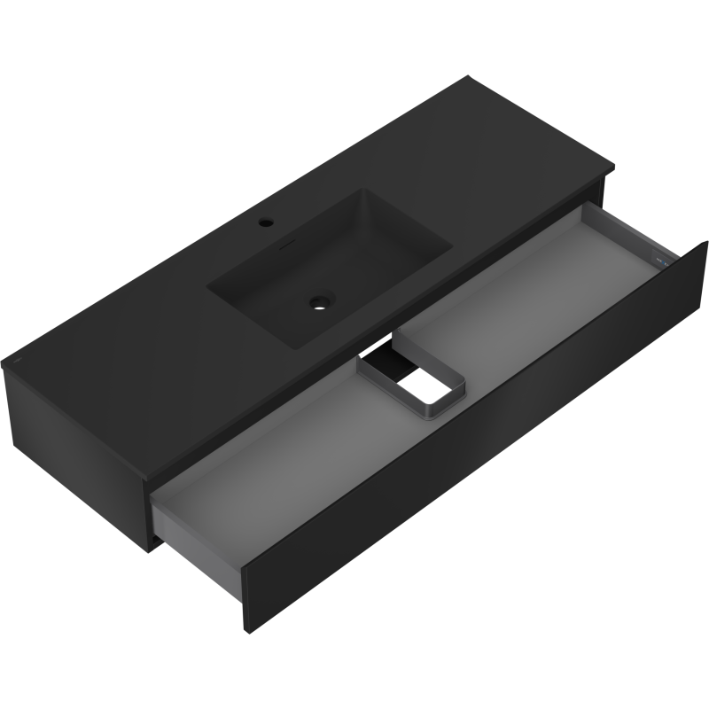 Mexen Orio шкаф за баня 140 см с мивка Otis, 1 чекмедже, черен мат - 91A10-14023-1-BF71-W18M71