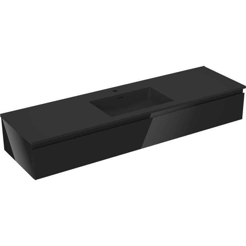 Mexen Orio шкафче за баня 160 см с мивка Otis, 1 чекмедже, черен гланц/черен мат - 91A10-16023-1-BF70-W18M71