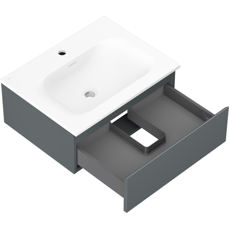 Mexen Orio шкаф за баня 60 см с мивка Vela, 1 чекмедже, графит мат/бял мат