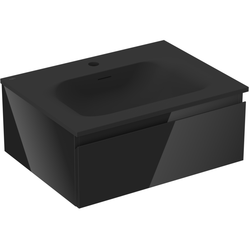 Mexen Orio шкаф за баня 60 см с мивка Vela, 1 чекмедже, черен гланц/черен мат - 91A10-06023-1-BF70-W23M71