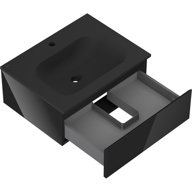 Mexen Orio шкаф за баня 60 см с мивка Vela, 1 чекмедже, черен гланц/черен мат - 91A10-06023-1-BF70-W23M71