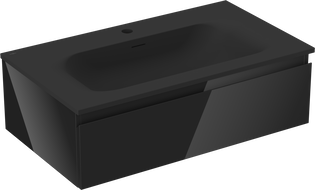 Mexen Orio шкаф за баня 80 см с мивка Vela, 1 чекмедже, черен гланц/черен мат - 91A10-08023-1-BF70-W23M71