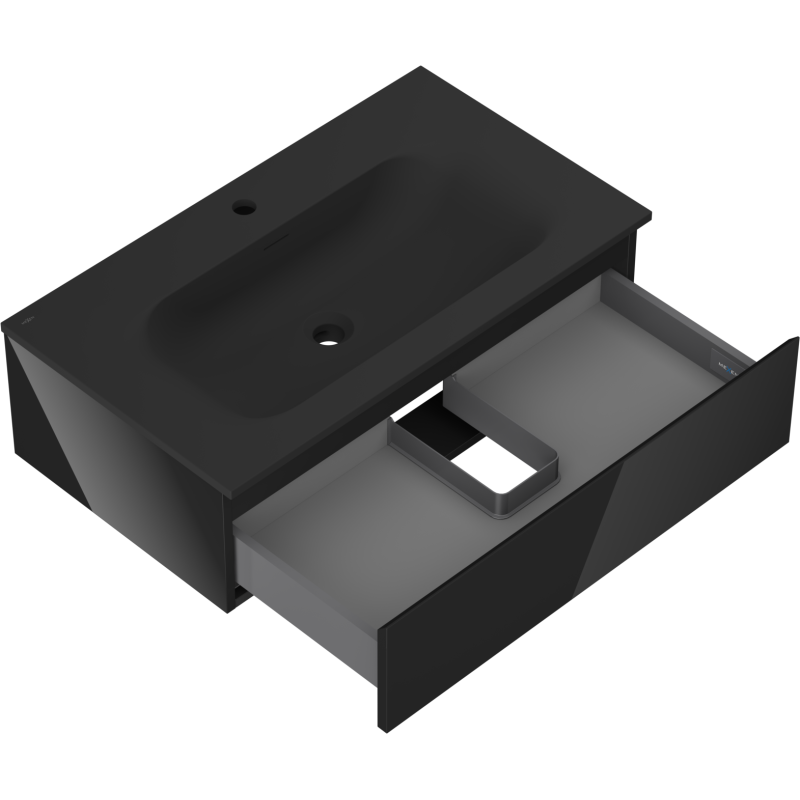 Mexen Orio шкаф за баня 80 см с мивка Vela, 1 чекмедже, черен гланц/черен мат - 91A10-08023-1-BF70-W23M71