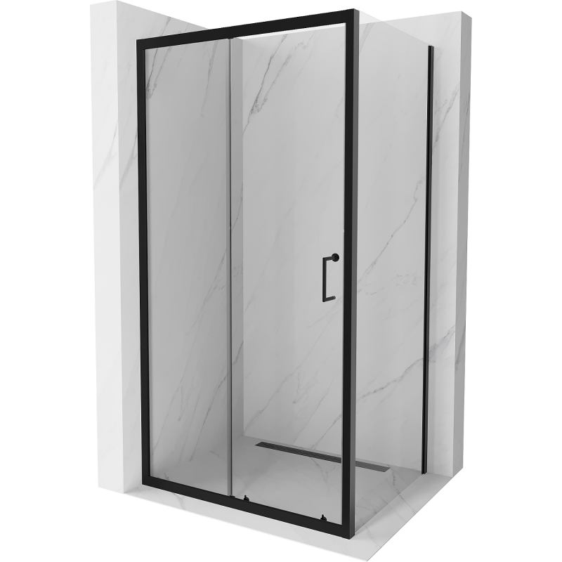 Mexen Apia плъзгаща се душ кабина 105 x 70 см, прозрачна, черна - 840-105-070-70-00