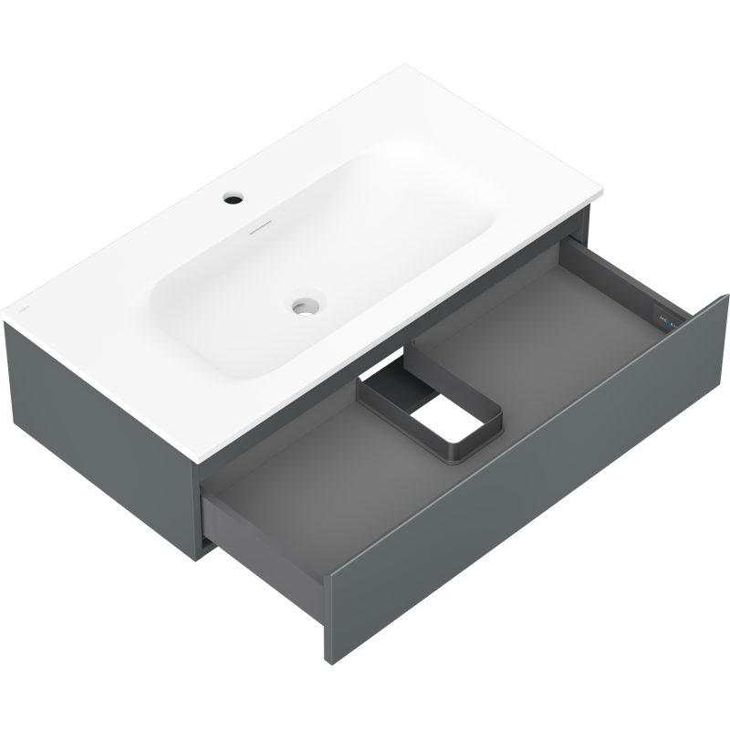 Mexen Orio шкаф за баня 90 см с умивалник Vela, 1 чекмедже, графит мат/бял мат