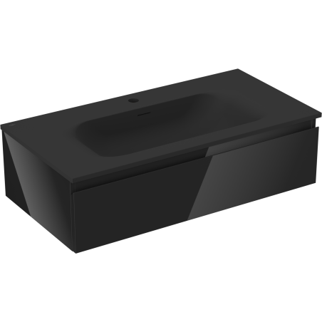 Mexen Orio баня шкаф 90 см с мивка Vela, 1 чекмедже, черен гланц/черен мат