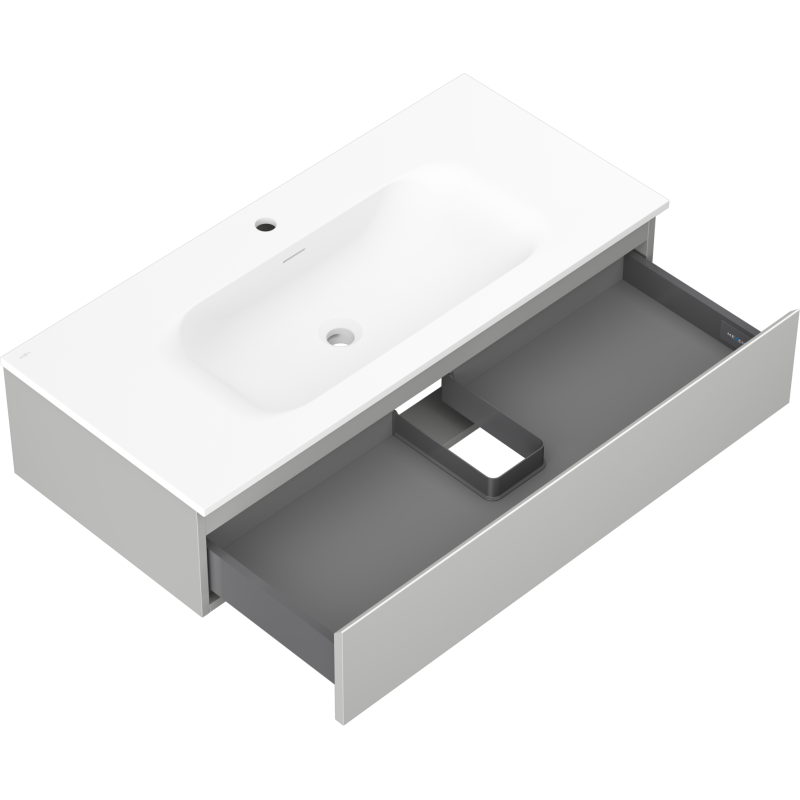 Mexen Orio шкаф за баня 100 см с мивка Vela, 1 чекмедже, сив мат/бял мат