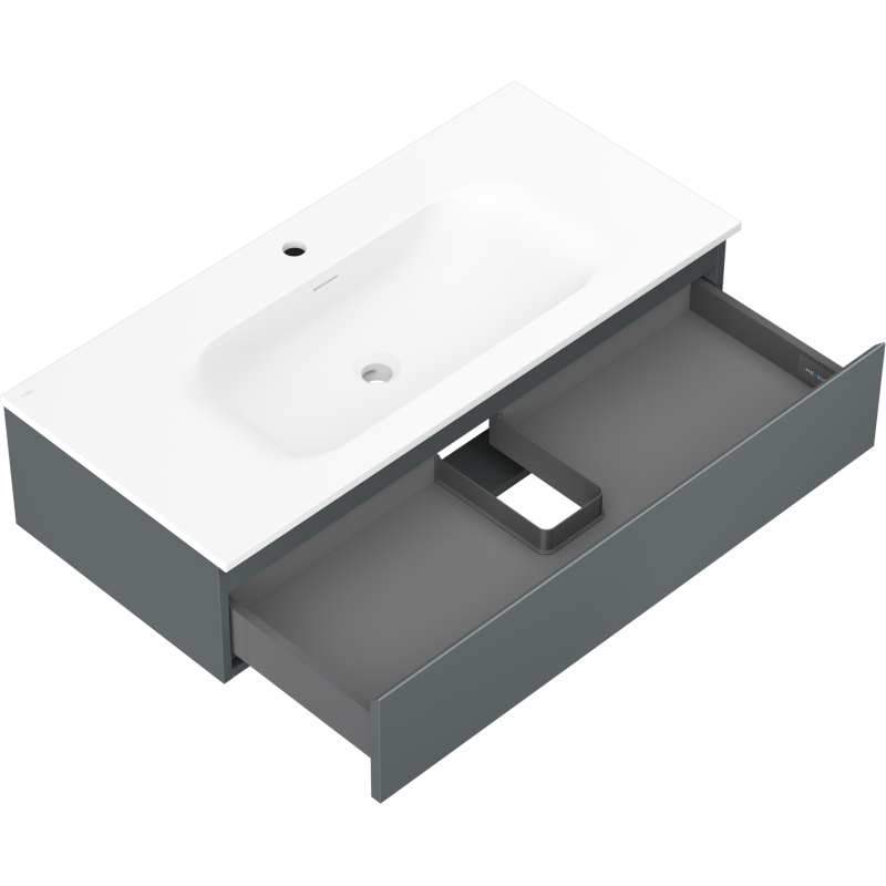 Mexen Orio шкаф за баня 100 см с мивка Vela, 1 чекмедже, графит мат/бял мат