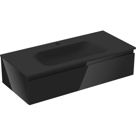Mexen Orio шкаф за баня 100 см с мивка Vela, 1 чекмедже, черен гланц/черен мат - 91A10-10023-1-BF70-W23M71
