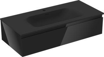 Mexen Orio шкаф за баня 100 см с мивка Vela, 1 чекмедже, черен гланц/черен мат - 91A10-10023-1-BF70-W23M71