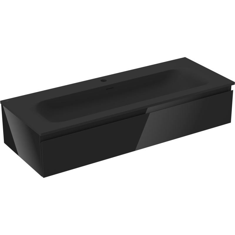 Mexen Orio шкаф за баня 120 см с мивка Vela, 1 чекмедже, черен гланц/черен мат