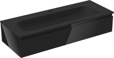 Mexen Orio шкаф за баня 120 см с мивка Vela, 1 чекмедже, черен гланц/черен мат