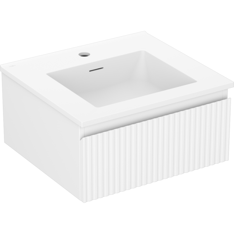 Mexen Rivel 50 см шкаф за баня с мивка Otis, 1 чекмедже, оребрен, бял мат