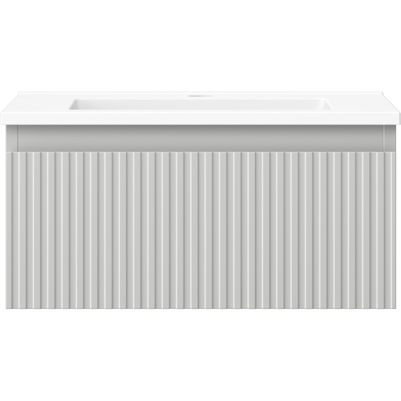 Mexen Rivel шкаф за баня 50 см с мивка Otis, 1 чекмедже, оребрена, сива мат/бяла мат - 91A20-05023-1-BF62-W18M01