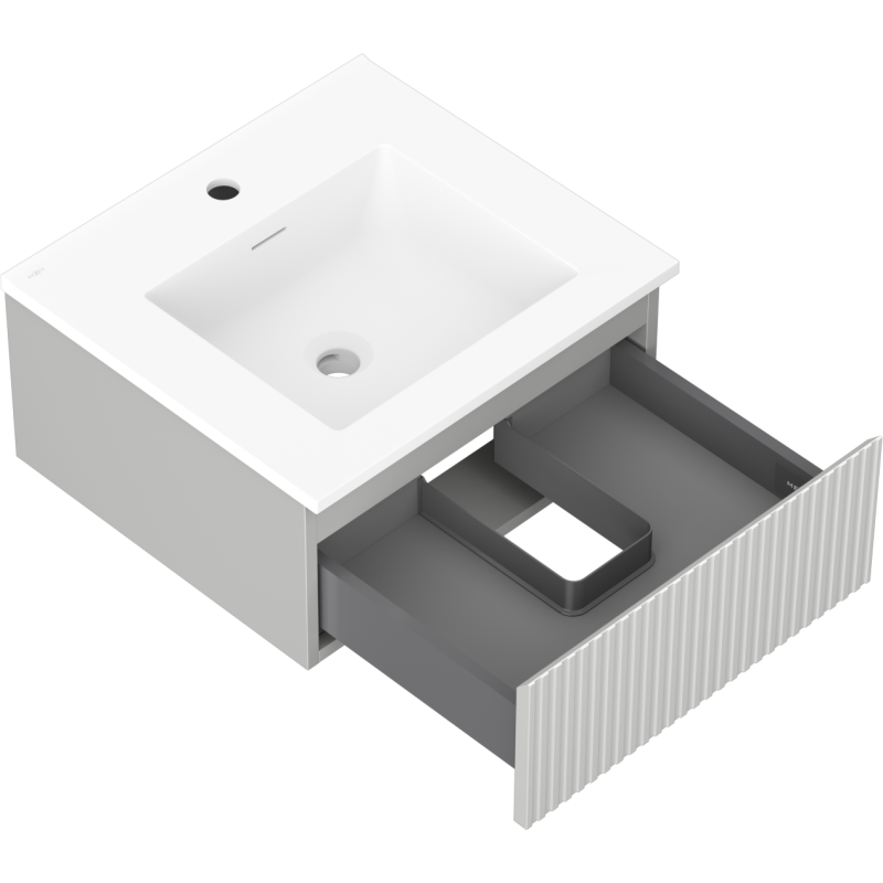 Mexen Rivel шкаф за баня 50 см с мивка Otis, 1 чекмедже, оребрена, сива мат/бяла мат - 91A20-05023-1-BF62-W18M01