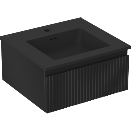 Mexen Rivel шкаф за баня 50 см с умивалник Otis, 1 чекмедже, рифлиран, черен мат - 91A20-05023-1-BF71-W18M71