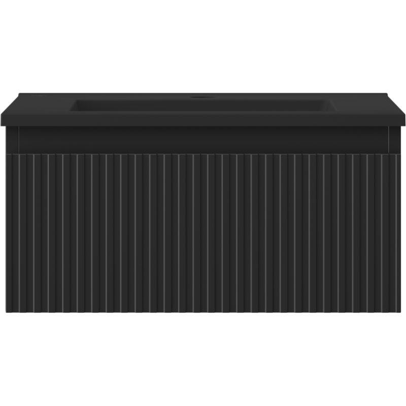 Mexen Rivel шкаф за баня 50 см с умивалник Otis, 1 чекмедже, рифлиран, черен мат - 91A20-05023-1-BF71-W18M71