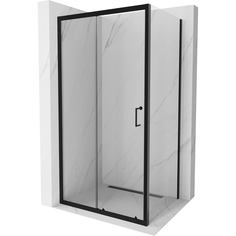 Mexen Apia плъзгаща се душ кабина 90 x 100 см, прозрачна, черна - 840-090-100-70-00
