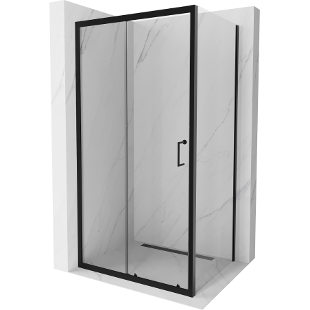 Mexen Apia Плъзгаща се душ кабина 90 x 80 см, прозрачна, черна - 840-090-080-70-00
