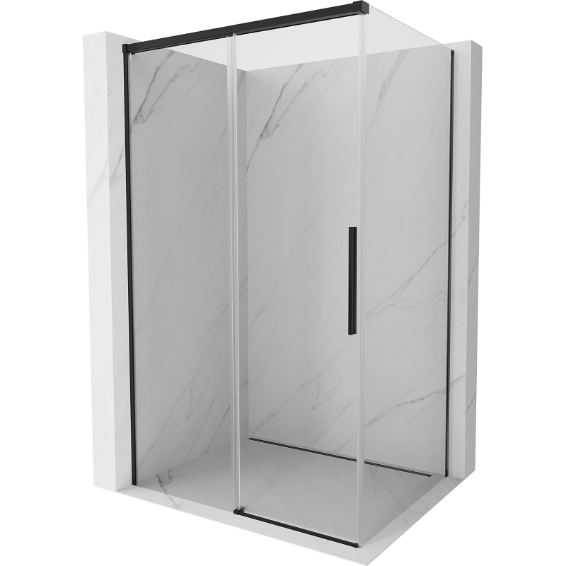 Mexen Rox плъзгаща се душ кабина 160 x 120 cm, прозрачна, черна - 8C2-160-120-70-00