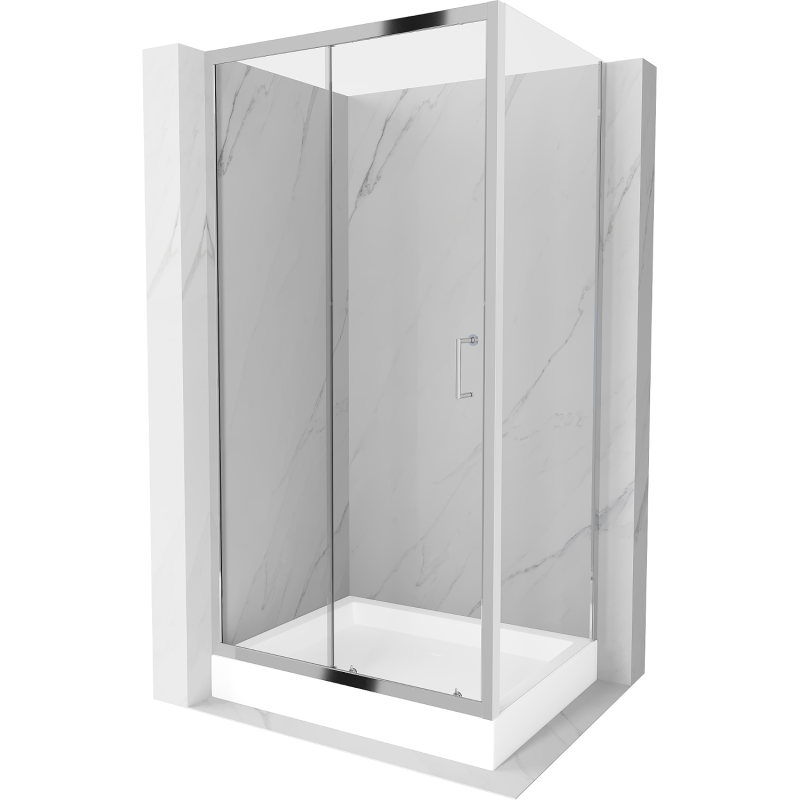 Mexen Apia плъзгаща се душ кабина 120 x 80 см, прозрачна, хром + корито Rio - 840-120-080-01-00-4510
