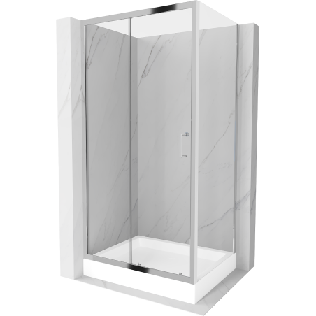 Mexen Apia плъзгаща се душ кабина 120 x 80 см, прозрачна, хром + корито Rio - 840-120-080-01-00-4510