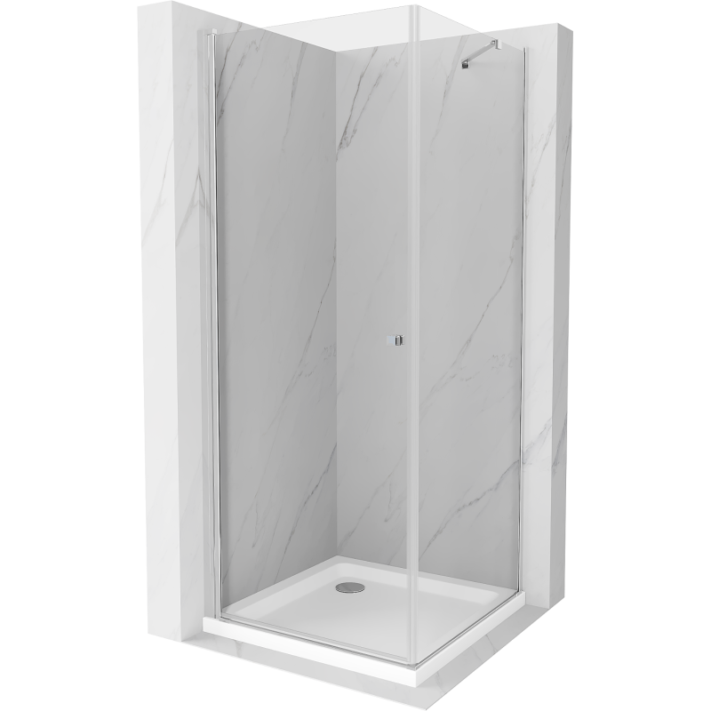 Mexen Pretoria люлееща се душ кабина 80 x 80 см, прозрачна, хромирана + корито Flat