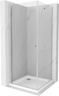 Mexen Pretoria душ кабина, отваряема 90 x 90 см, прозрачно, хром + под душ Flat - 852-090-090-01-00-4010