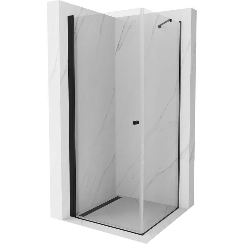 Mexen Pretoria душ кабина с отваряща се врата 90 x 90 см, прозрачна, черна - 852-090-090-70-00