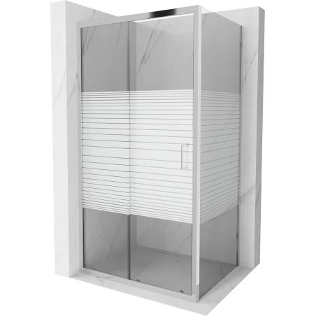 Mexen Apia душ кабина с плъзгащи се врати 135 x 90 см, райета, хром - 840-135-090-01-20