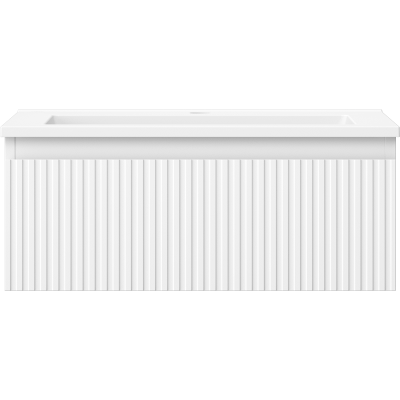 Mexen Rivel шкаф за баня 60 см с мивка Otis, 1 чекмедже, оребрен, бял мат