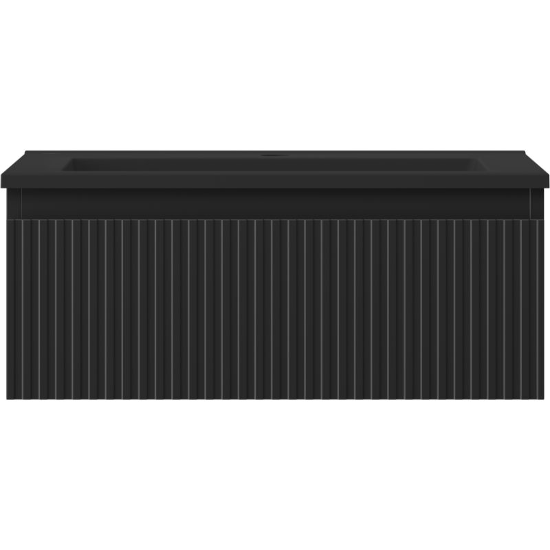 Mexen Rivel баня шкаф 60 см с мивка Otis, 1 чекмедже, рифована, черен мат - 91A20-06023-1-BF71-W18M71