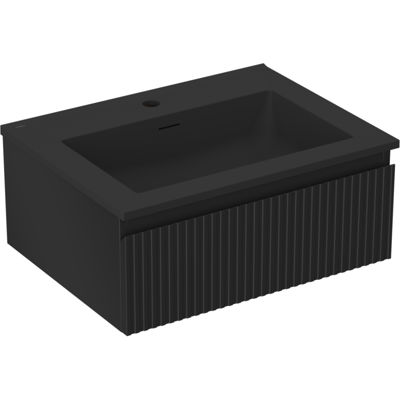 Mexen Rivel баня шкаф 60 см с мивка Otis, 1 чекмедже, рифована, черен мат - 91A20-06023-1-BF71-W18M71