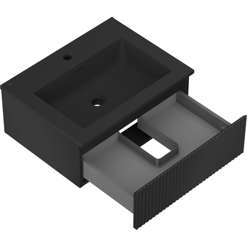 Mexen Rivel баня шкаф 60 см с мивка Otis, 1 чекмедже, рифована, черен мат - 91A20-06023-1-BF71-W18M71