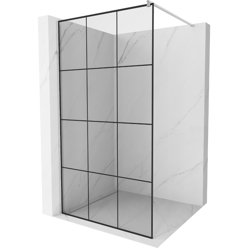 Mexen Kioto Душ стена Walk-in 100 x 200 см, черна решетка 8 мм, хром - 800-100-101-01-77