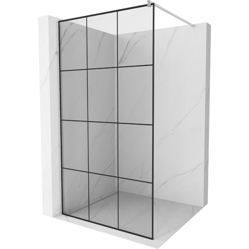 Mexen Kioto стена за душ тип Walk-in 120 x 200 см, черна решетка 8 мм, хром - 800-120-101-01-77