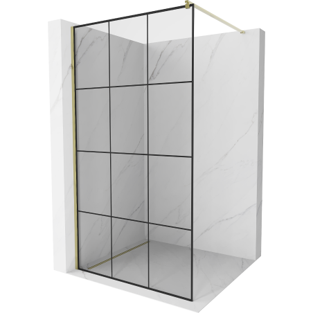 Mexen Kioto душ параван Walk-in 100 x 200 cm, черна решетка 8 mm, златна - 800-100-101-50-77