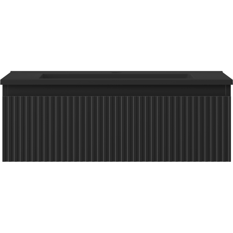 Mexen Rivel шкаф за баня 70 см с мивка Otis, 1 чекмедже, рифлена, черен мат - 91A20-07023-1-BF71-W18M71