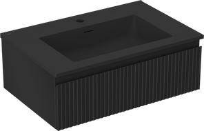 Mexen Rivel шкаф за баня 70 см с мивка Otis, 1 чекмедже, рифлена, черен мат - 91A20-07023-1-BF71-W18M71