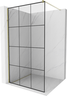 Mexen Kioto душ стена Walk-in 110 x 200 см, черни квадрати 8 мм, златна - 800-110-101-50-77