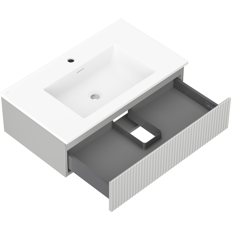 Mexen Rivel шкаф за баня 80 см с мивка Otis, 1 чекмедже, рифелован, сив мат/бял мат - 91A20-08023-1-BF62-W18M01