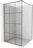 Mexen Kioto душова преграда Walk-in 120 x 200 см, черна решетка 8 мм, розово злато - 800-120-101-60-77