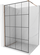 Mexen Kioto душ скрина Walk-in 130 x 200 см, черна решетка 8 мм, розово злато - 800-130-101-60-77