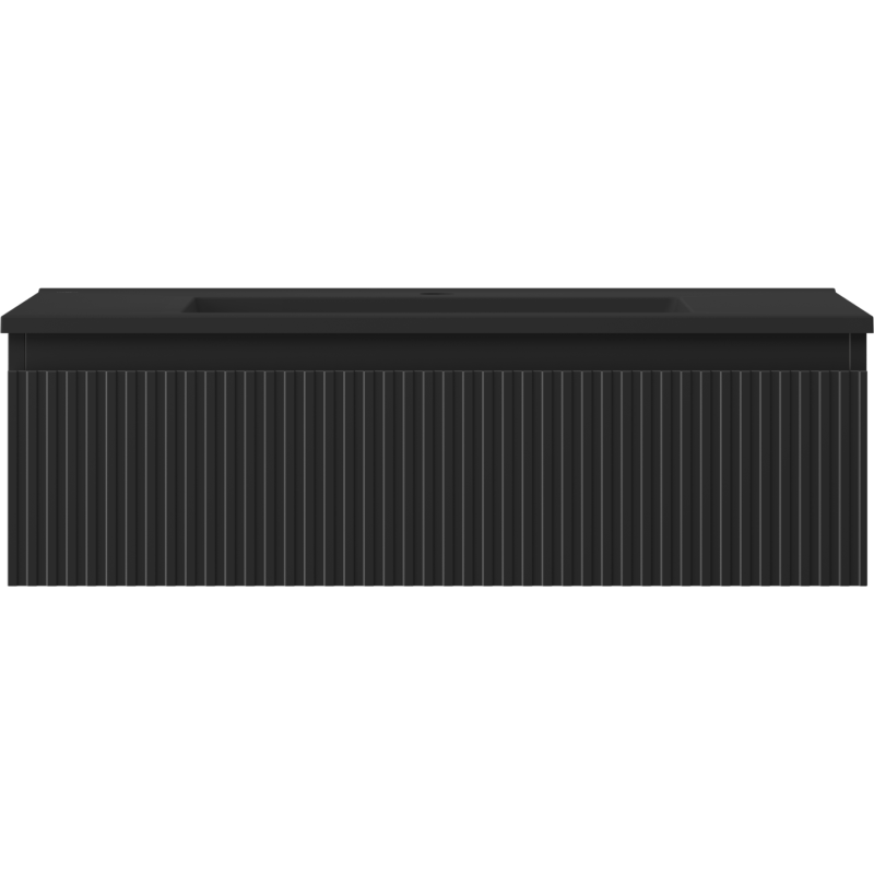 Mexen Rivel шкаф за баня 80 см с мивка Otis, 1 чекмедже, рифлован, черен мат