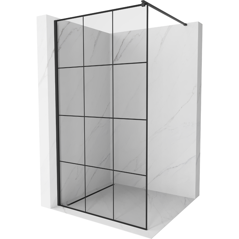 Mexen Kioto душ стена Walk-in 120 x 200 см, черна решетка 8 мм, черна - 800-120-101-70-77