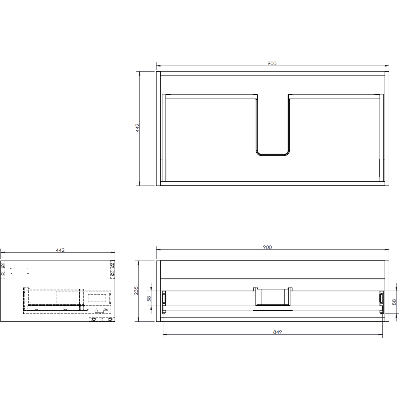 Mexen Rivel баня шкаф 90 см с мивка Otis, 1 чекмедже, набразден , сив мат/бял мат - 91A20-09023-1-BF62-W18M01