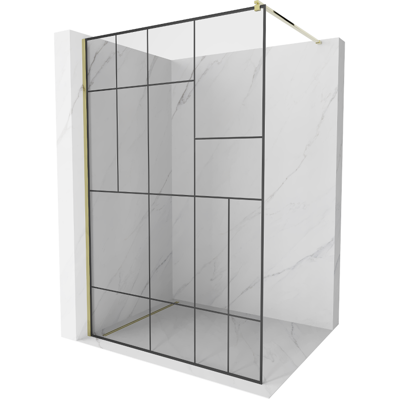 Mexen Kioto душова стена Walk-in 90 x 200 см, черен десен 8 мм, златен - 800-090-101-50-78
