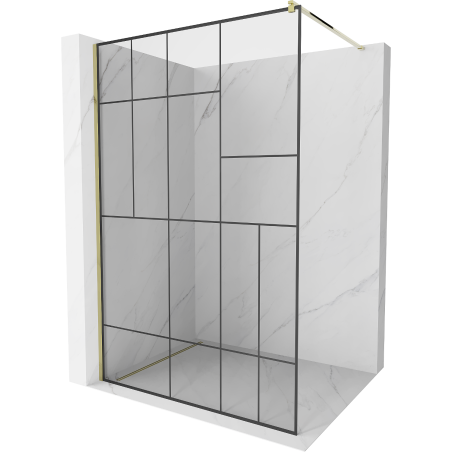 Mexen Kioto душева стена Walk-in 110 x 200 см, черен модел 8 мм, златен - 800-110-101-50-78